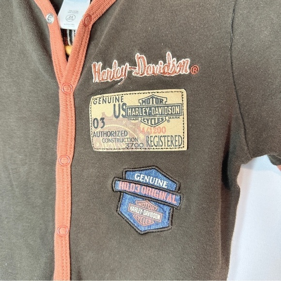 Harley Davidson Milwaukee WI Footless Long-sleeve Embroidered Onesie Size 24M - Picture 2 of 6
